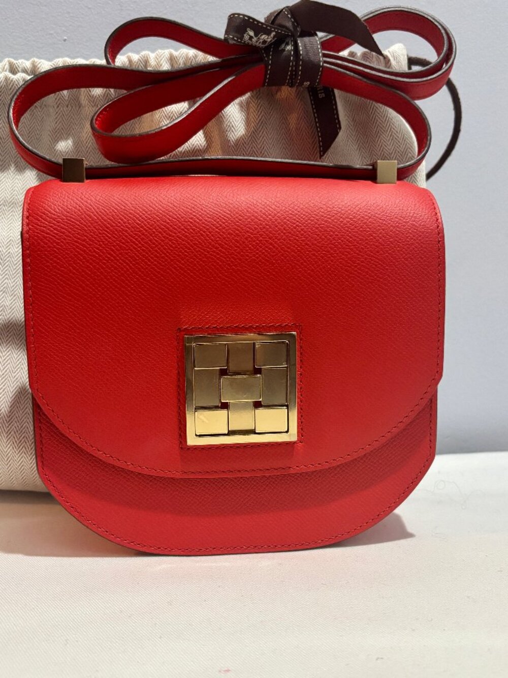 HERMES MOSAIQUE AU 24-17 MINI EPSOM BAG, ROUGE DE COEUR